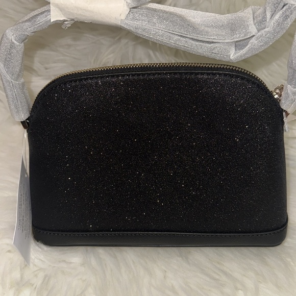 Kate Spade New York Tinsel Small Dome Crossbody in Black Glitter, Black - Picture 10 of 14